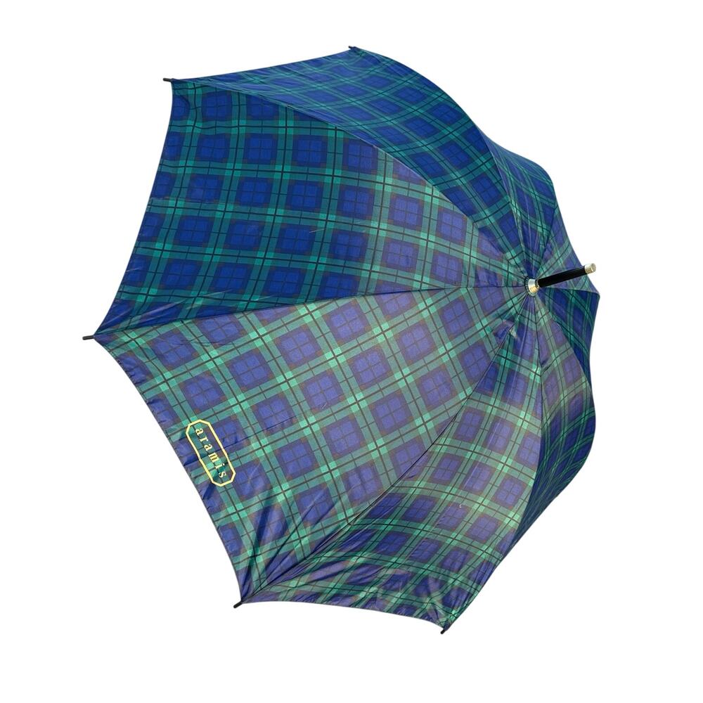 NEW VTG Aramis Tartan Plaid Umbrella Scottie Dog's Head Handle Scottish Terrier